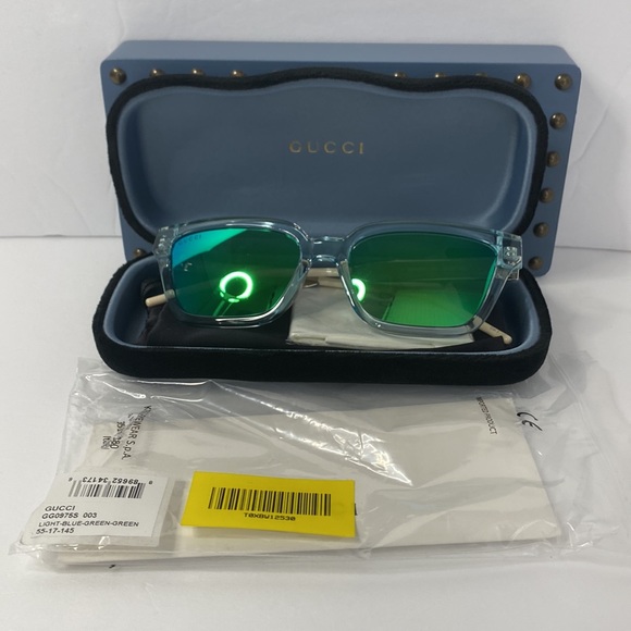 Gucci GG0975S 003 Men’s Translucent Square Sunglasses in Light Blue - Picture 3 of 16